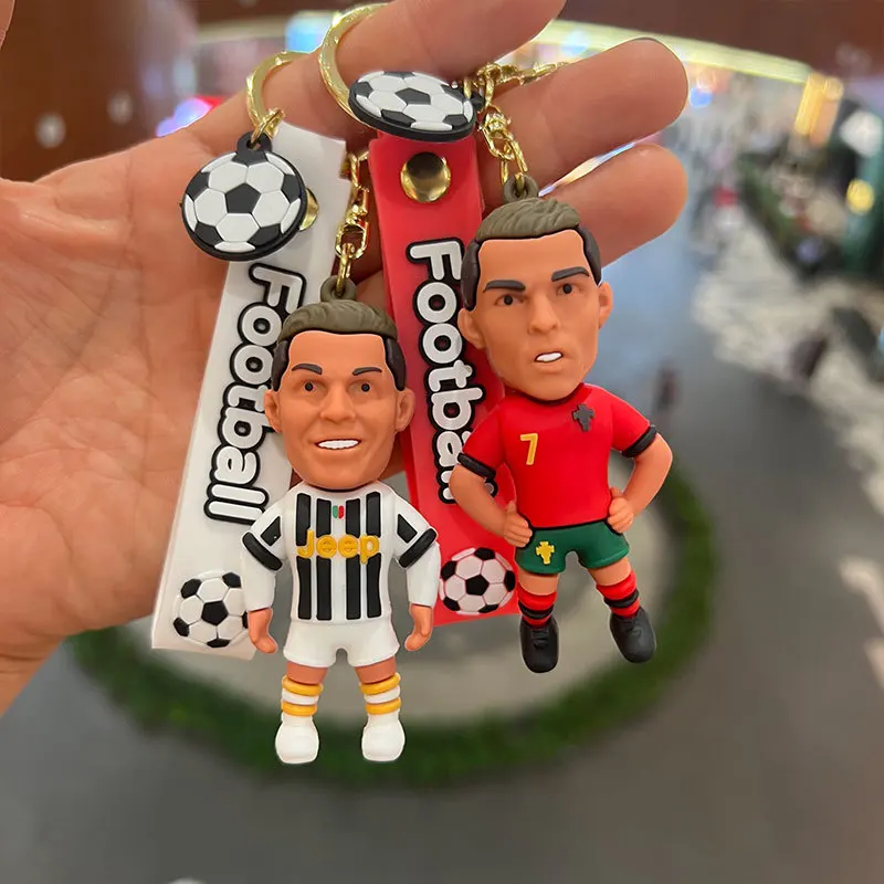 Football Star Ronaldo Figure Keychain Jewelry Bag Pendent Keyring