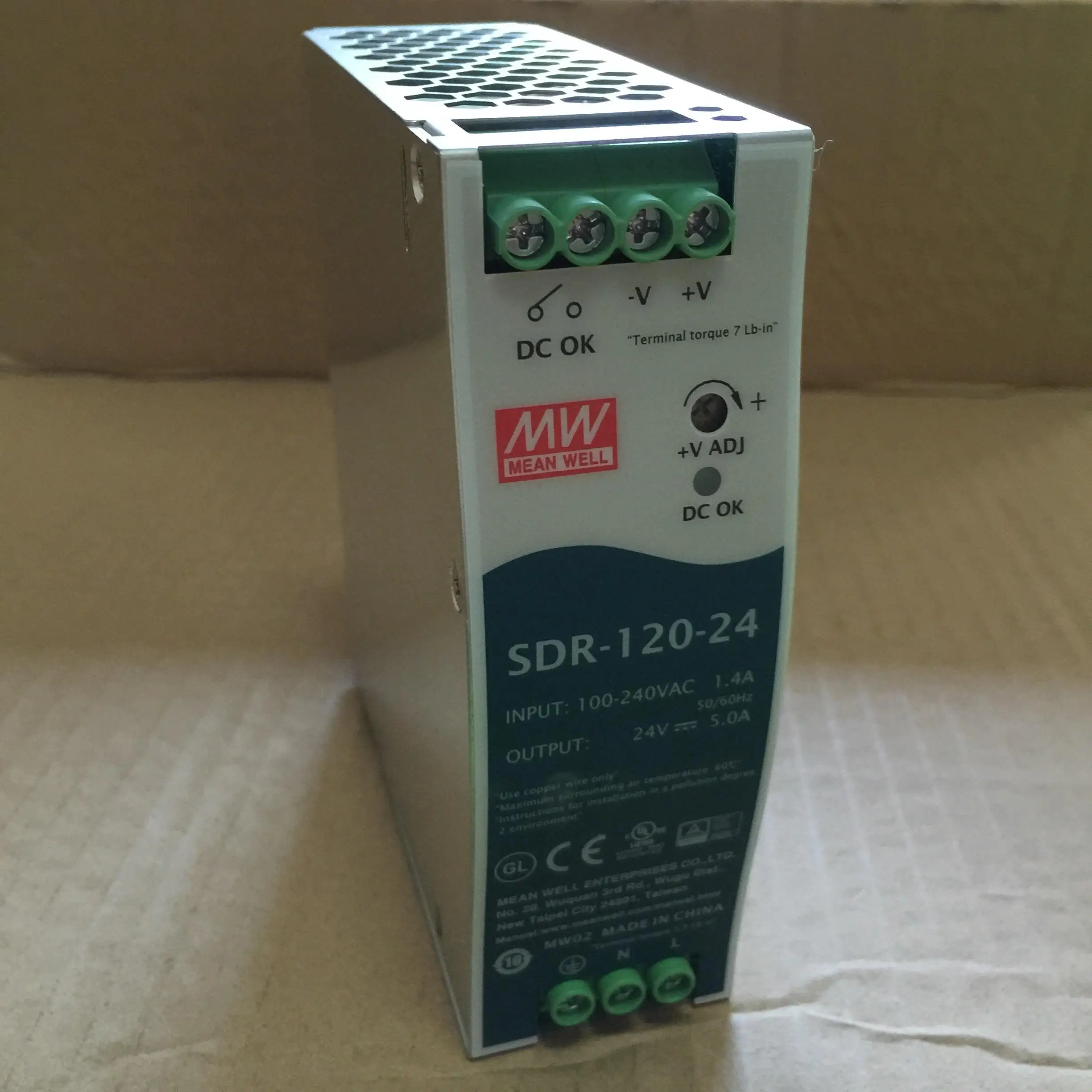 MEAN WELL SDR-120 시리즈 단일 출력 산업용 DIN 레일 전원 공급 장치, PFC 기능, SDR-120-12 SDR-120-24 SDR-120-48, 120W