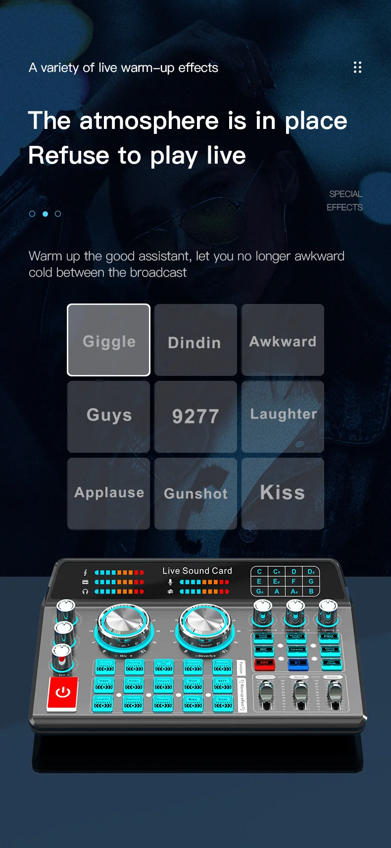 Live Sound Card for Mobile & Computer Universal Recording Mic Head Dedicated for Singing and Live Streaming