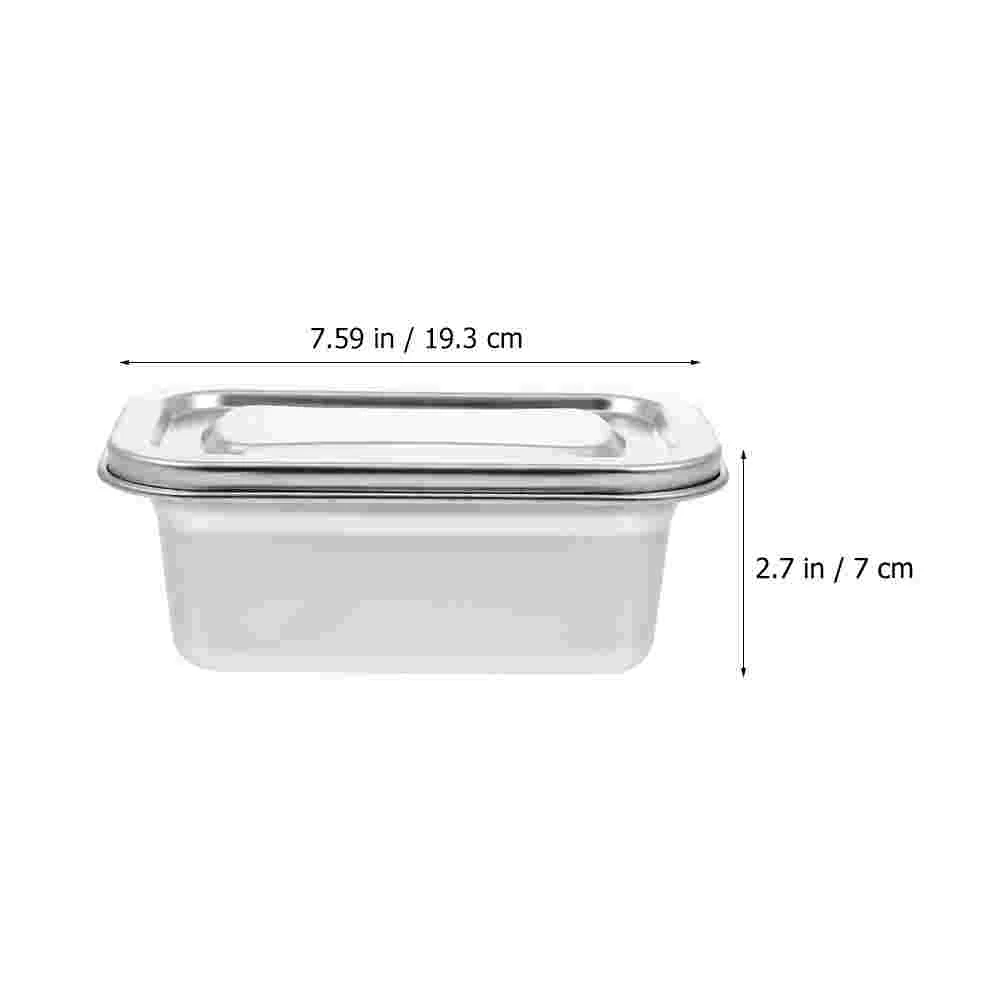 Food Fresh Keeping Box Ice Cream Box Container Kitchen Storage Organizer Drawer Freezer Yogurt Dessert Stainless Steel Case