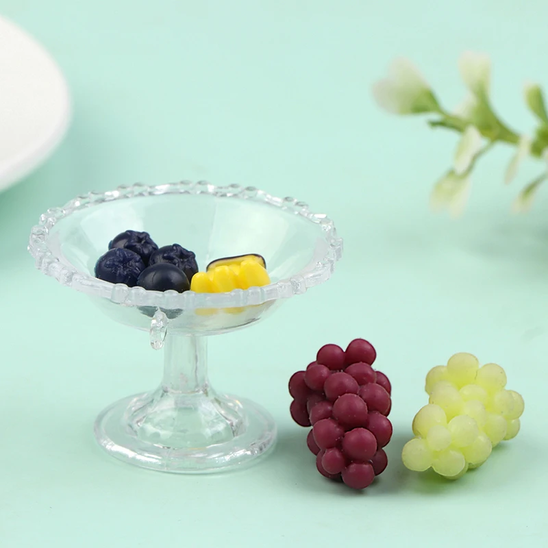 1Set 1:12 Dollhouse Miniature Dessert Pan Cake Stand Fruit Tray W/Fruit Decor Toy Mini Afternoon Dessert Food Kitchen Toy 5