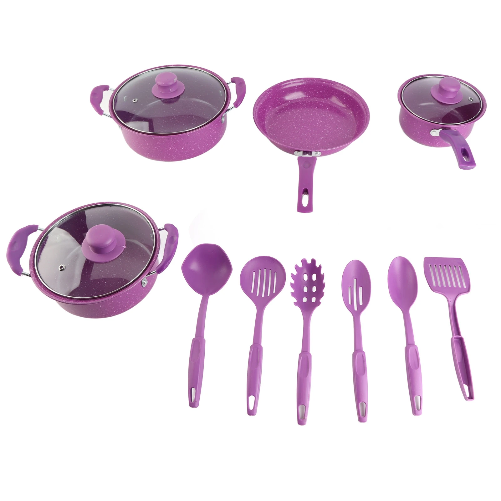 13 pçs conjunto de panelas antiaderentes revestimento de pedra médica alça ergonômica conjunto de cozinha combinando pote de leite panela de sopa frigideira panela de ensopado