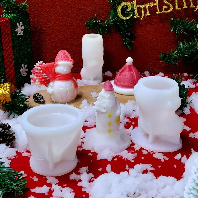 Christmas Tree Silicone Mold Diy Aromatherapy Candle Silicone Mold Christmas Tree Santa Claus Plaster Ornament Mold IceCube Mold