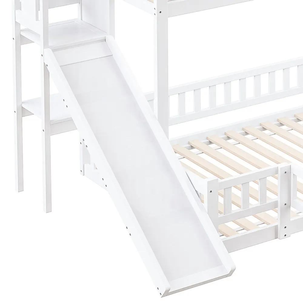Etagenbett 90 x 200 und 140 x 200 cm – multifunktionales Design mit Gleittreppen, mehreren Ablageflächen und kleinen ausziehbaren Türen, keine Matratze – Detail 14