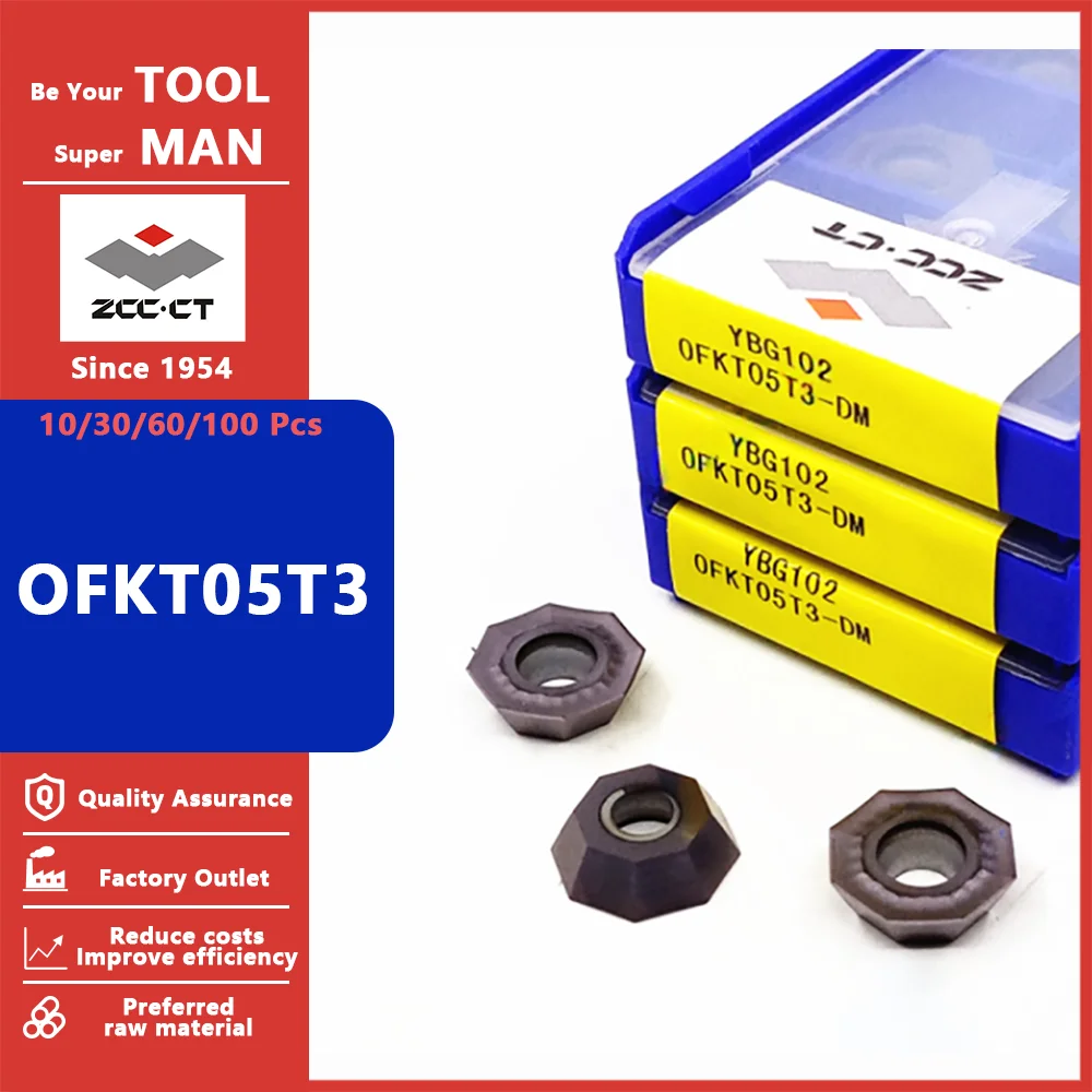 

ZCC CT 10~100Pcs OFKT05T3 DM DF LH Carbide Insert OFKT 05T3 Face Mill Lathe Milling CNC Tools Cutter Milling CNC Tool