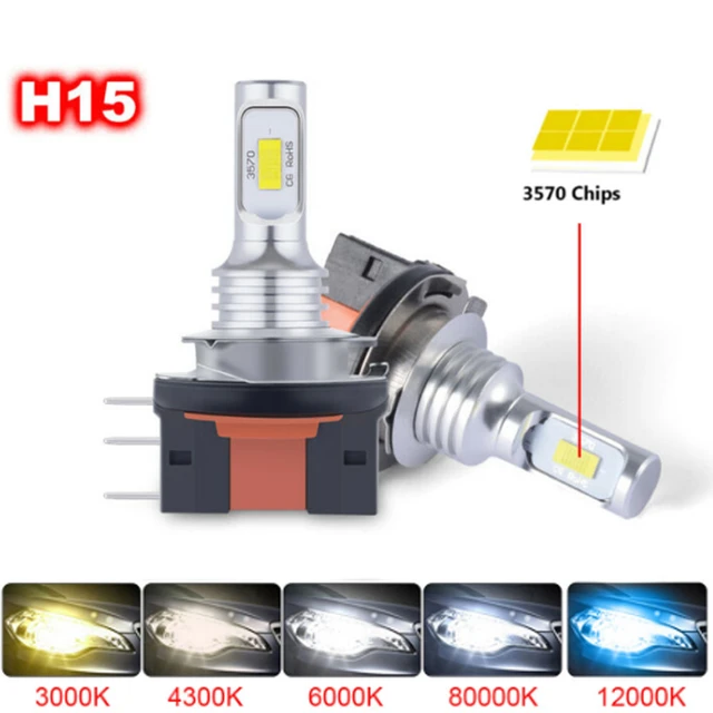  Ampoule H15 LED Anti Erreur Canbus 100W 12000LM 6500K