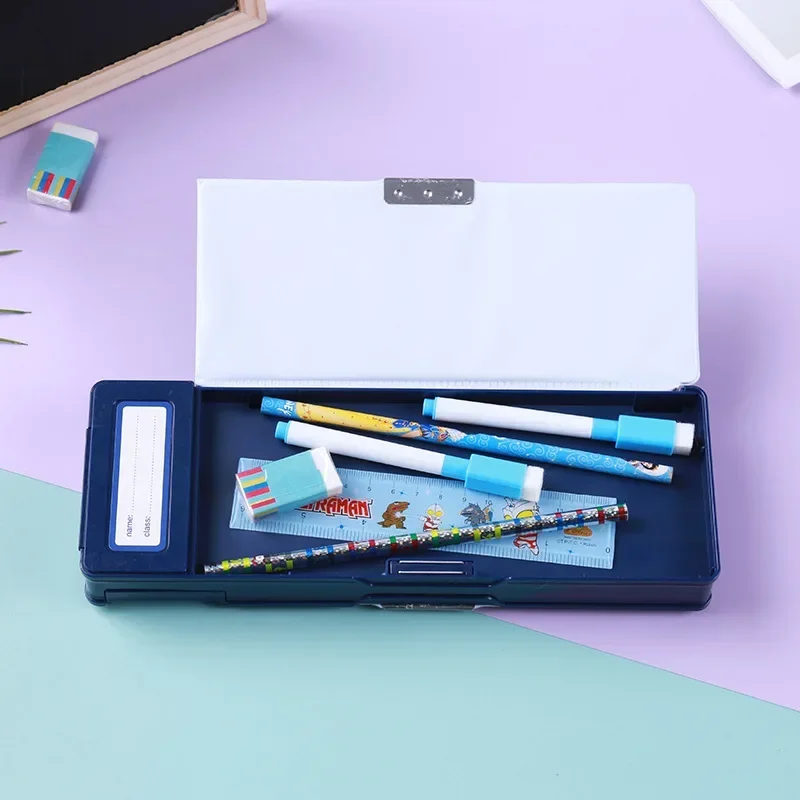 Pencil Cases Stationery Box Comes with Calculator Stationery Box Trendy Elementary School Creative Gift Boy Double-sided Pencil Case Multifunctional