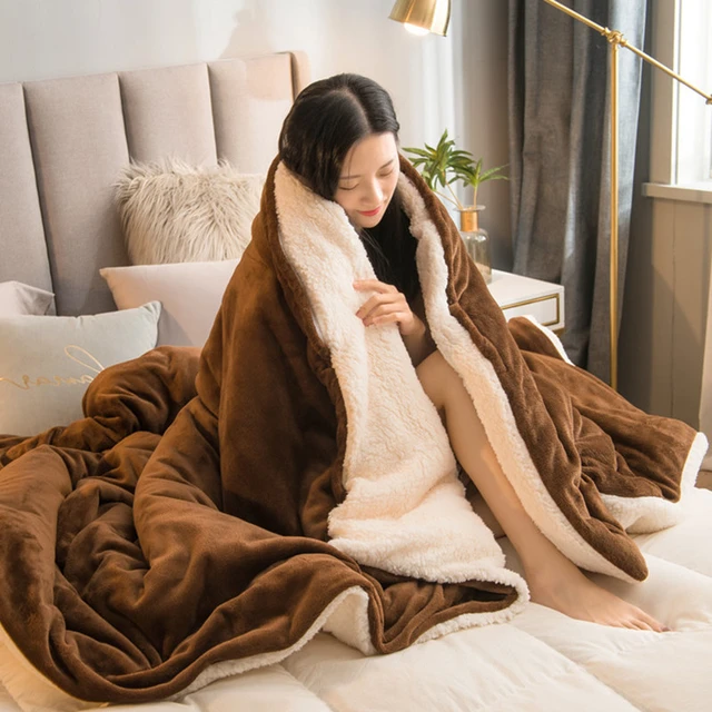 Double Layer Thick Blanket Bed Blanket  Double Layer Winter Thick Blankets  - Home - Aliexpress