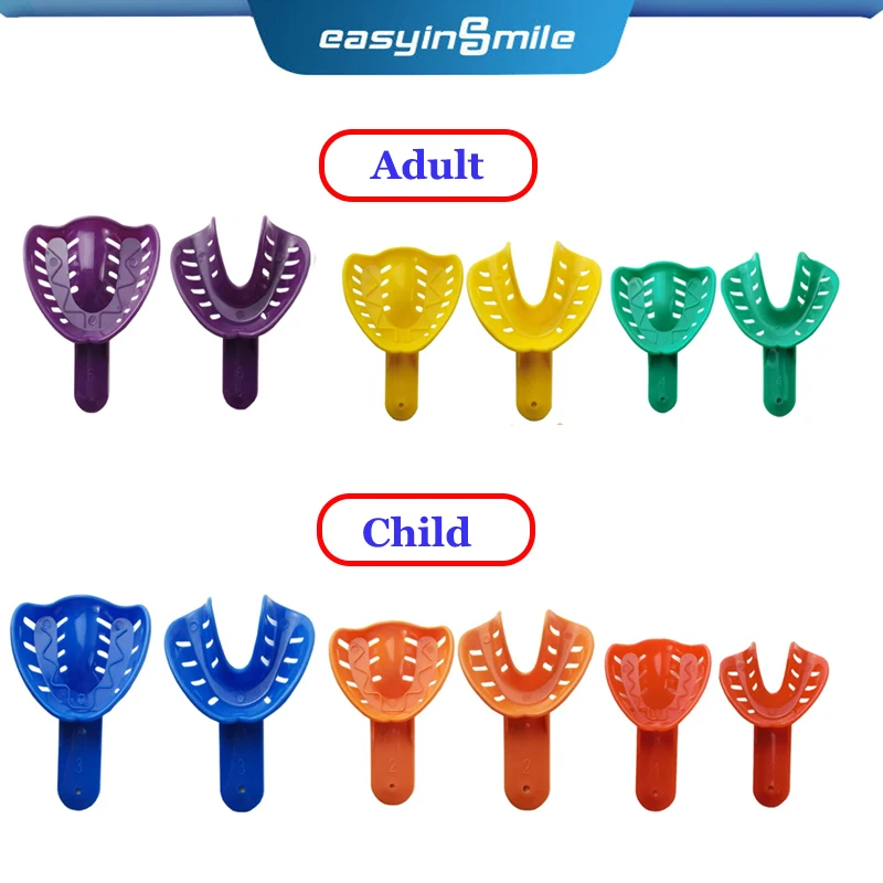 12/25pcs Dental Impression Trays Orthodontic Perforated Plastic Tray for Adult or Kid Full Size S/M/L