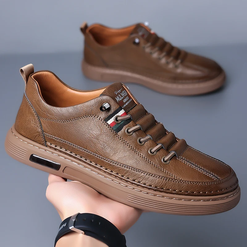 Men's Shoes Spring and Autumn Style 2024 New Trends Universal Men's Casual Shoes Board Leather Soft Sole Breathable Leather