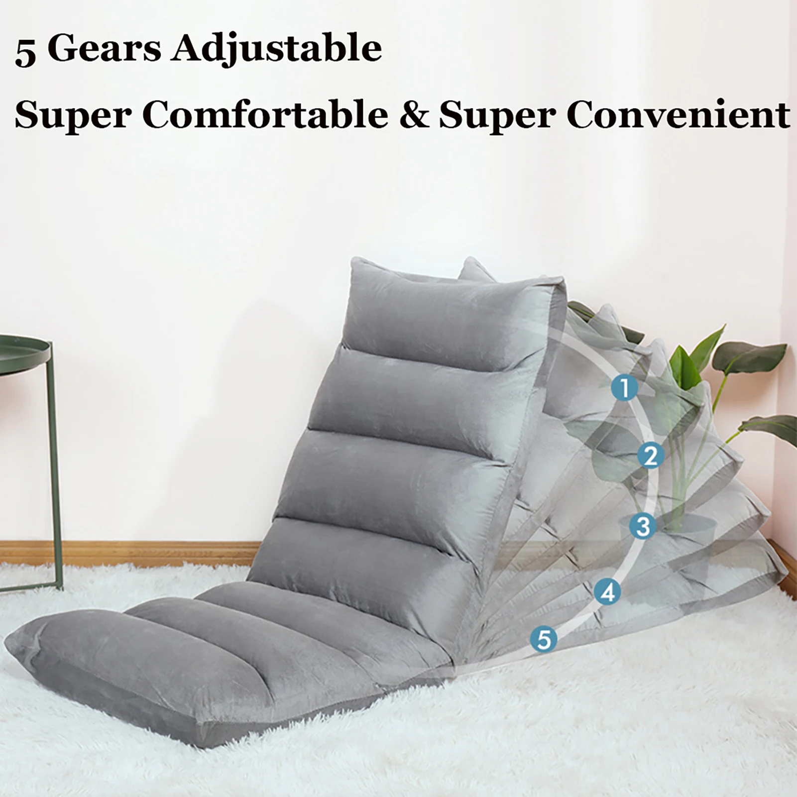Japanese Style Floor Chair Folding Adjustable Lazy Sofa Chair Floor Sofa Padded Lounger Soft Recliner with Back Support