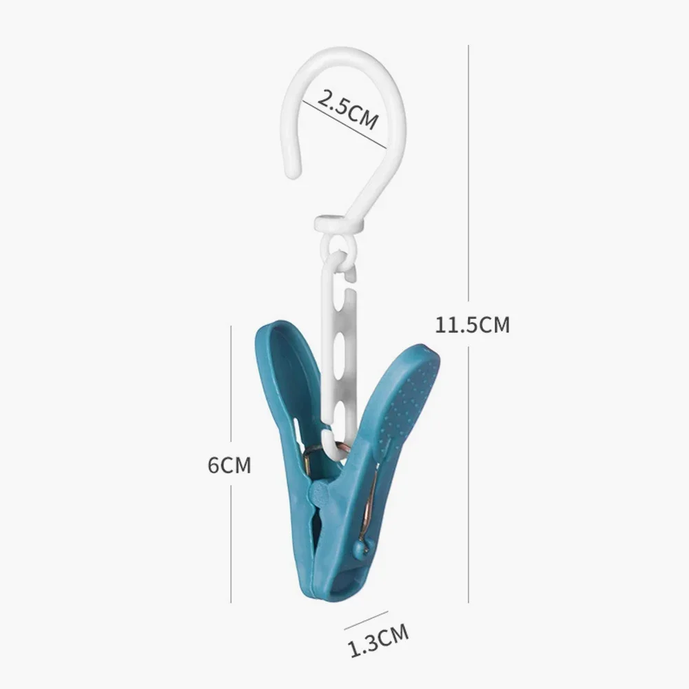 Clothespins with Hooks Windproof Clips Clothes Pegs Towel Hanging Clips Rotatable Drying Clip Hats Socks Air-dry Clips Home