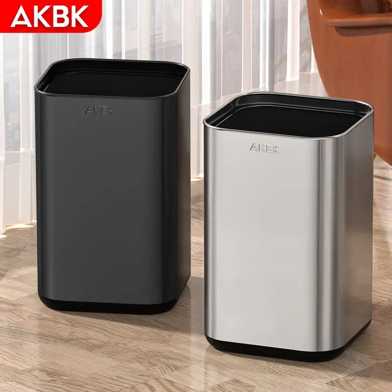 LivingRoomTrashCanWithoutLidHouseholdStainlessSteelKitchen