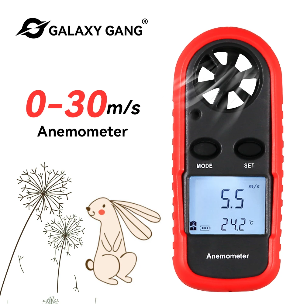 Galaxy Gang Anemometer Wind Speed Temperature Volume Tester Meter Sensing High Measuring Air Conditioning Outdoor digital anemometer