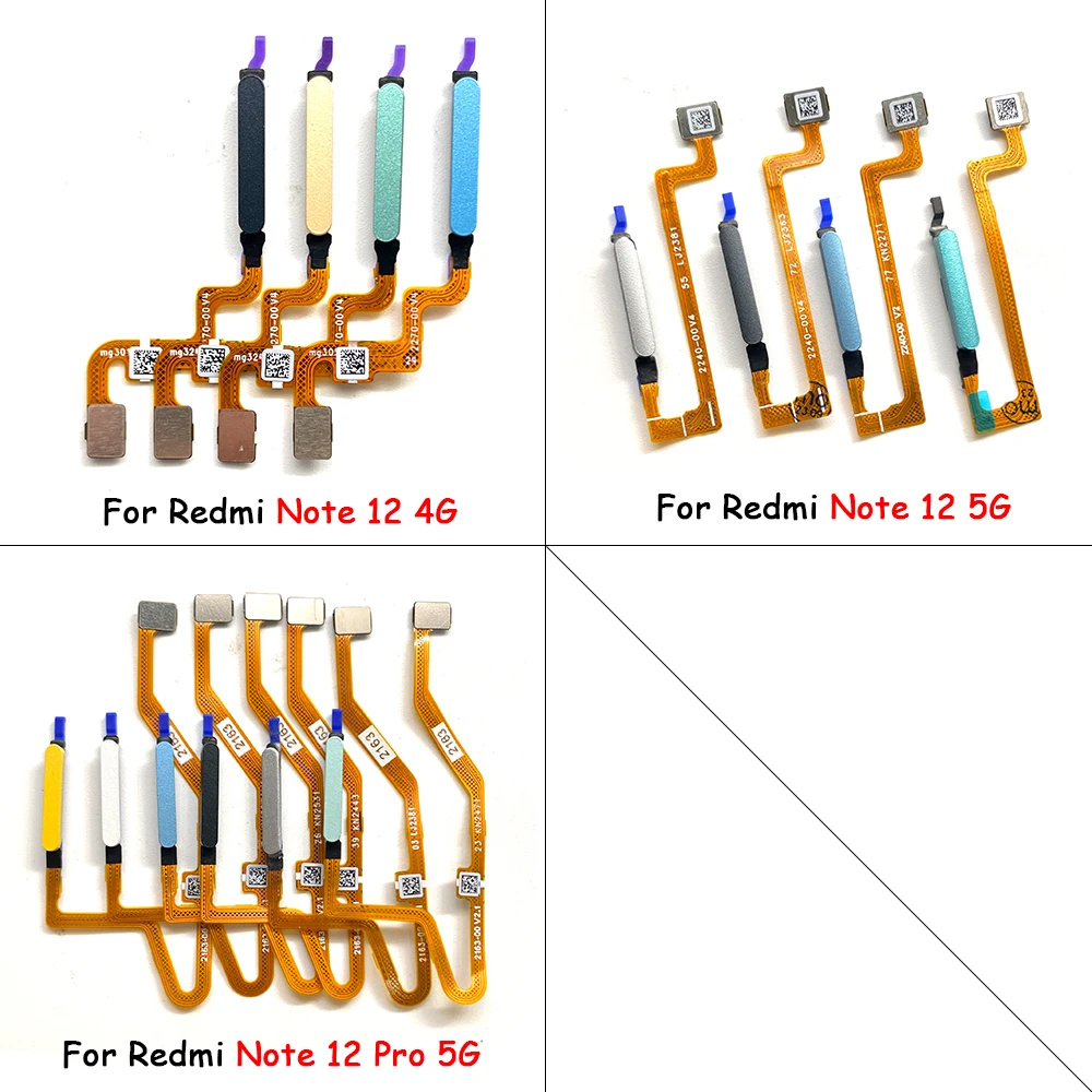 

100% Original For Xiaomi Redmi Note 12S Note 12 4G Pro ID Home Button Fingerprint Menu Return Key Recognition Sensor Flex Cable