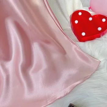 2025 الصيف مثير Backness المرأة حبال بلون الخامس الرقبة الحمالة تنورة شورت تنفس الحرير المرأة ثوب النوم لملابس المنزل 4