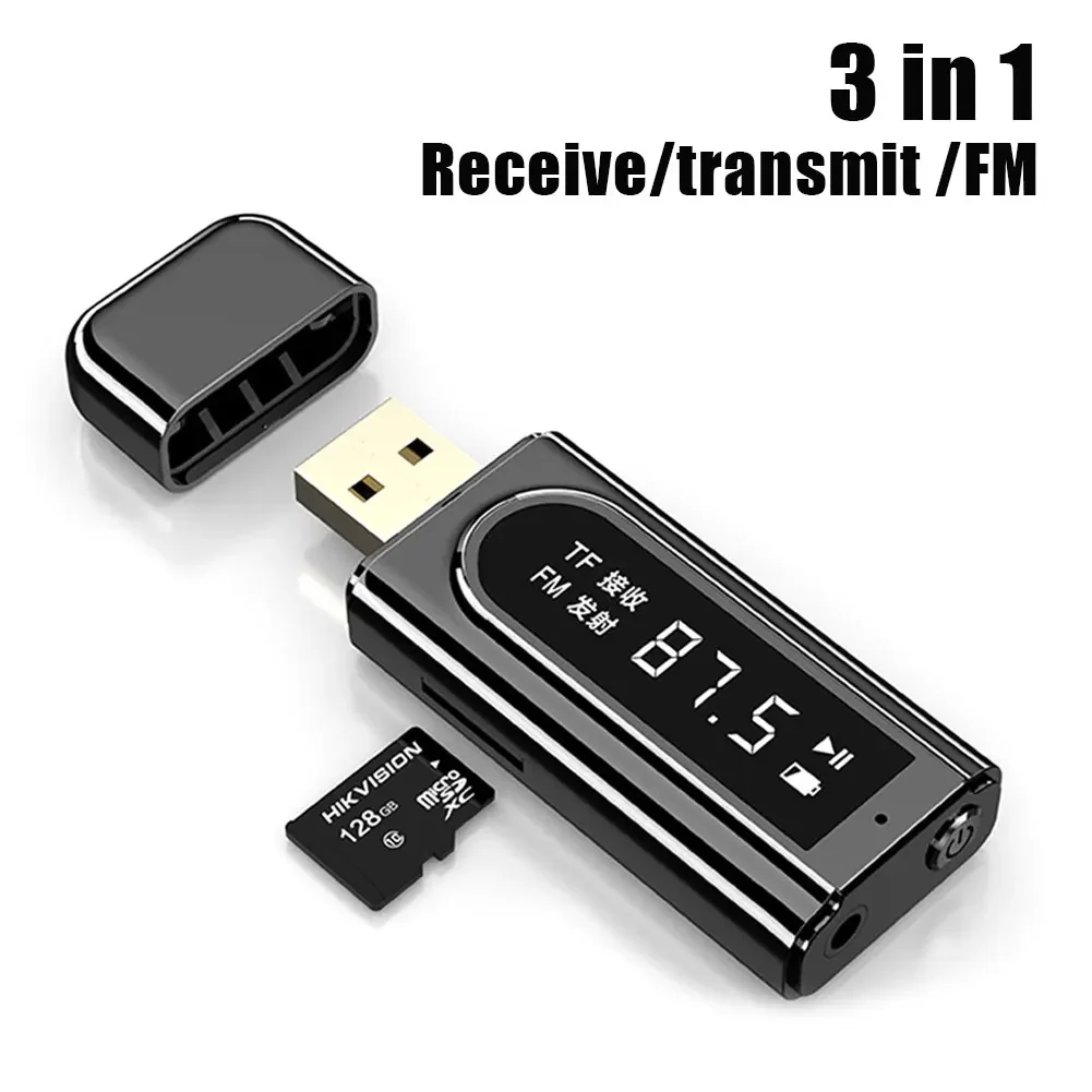 USB 블루투스 5.0 송신기 리시버 LED 디스플레이 MP3 플레이어, Aux 자동차 FM TV PC TF 오디오 스테레오 어댑터, 홈 스피커 BT 자동차 키트