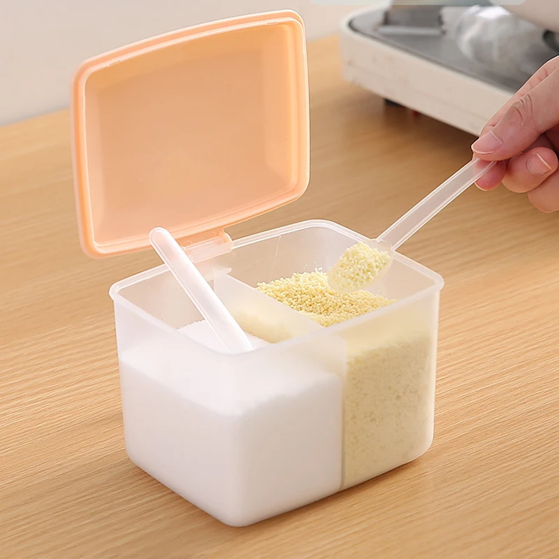Kitchen Seasoning Box Spice Organizer Sugar Bowl Salt Shaker Seasoning Container Spice Boxes with Spoons Kitchen Supplie Storage Seasoning Jar Salt Shaker Spices Bottle Sauce Storage Box