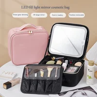 LED Cosmetic Case with Lights and Mirror Cosmetic Bag Large Capacity Premium Feeling Cosmetic Bag Luxury makeup bag 1