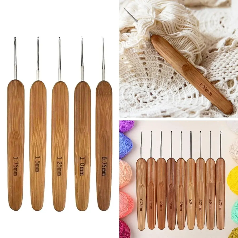 Bamboo Wooden Crochet Hooks Set for Knitting and Crocheting