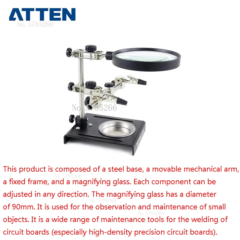 ATTEN 3X Magnifier Desktop Repair Stand Electric Soldering Station Electric Soldering Iron Circuit Board Repair Auxiliary Tool
