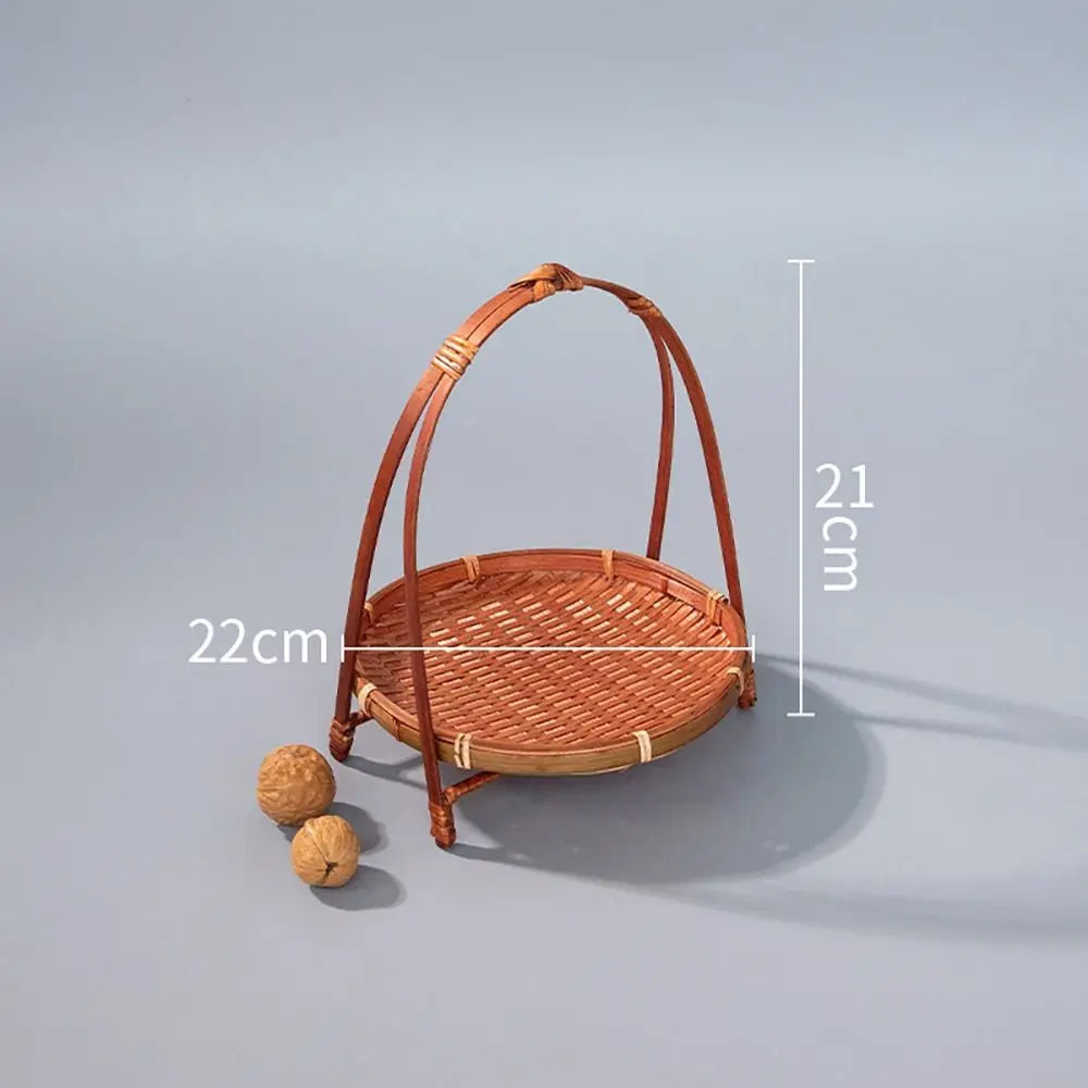 Multi-function Handwoven Fruit Basket Food Basket Decorative Standing Tray Bamboo Serving Tray Bamboo Storage Basket for Kitchen 4