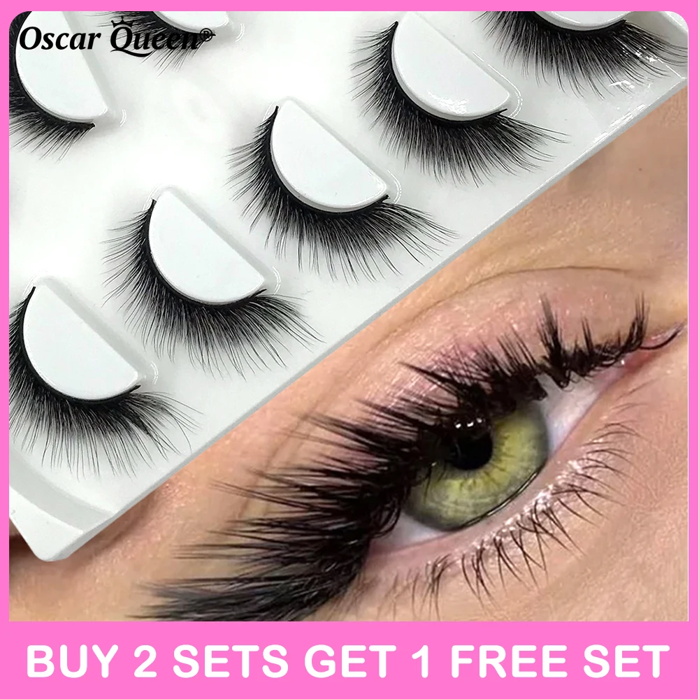 Pestañas postizas de ojo de gato y zorro, 5 pares, venta al por mayor, extensiones de maquillaje de Manga esponjosa a granel