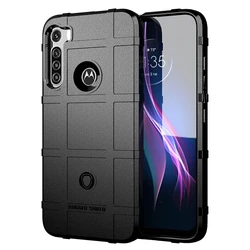 Soft Shield Anti-Knock Protective Back Cover Case - Heavy-Duty Armor for Moto One Fusion Plus (Black)