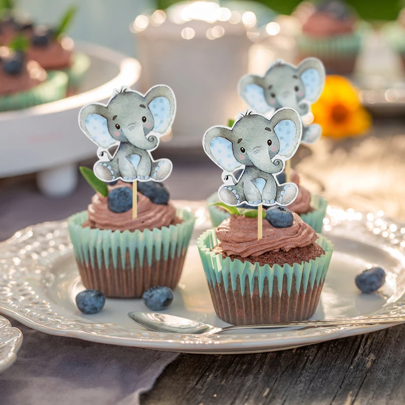 Figuras De Elefante Y Decoración Para Tartas - Set Para Baby Shower, Cumpleaños Y Revelación De Género