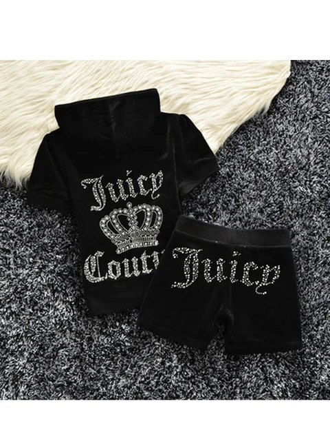 YICIYA Juicy Tracksuit Spring/Fall 2022 Women's Brand Velour Tracksuit Suit Women Velvet Zipper Sweatshirt And Pants Fat Sister black short set