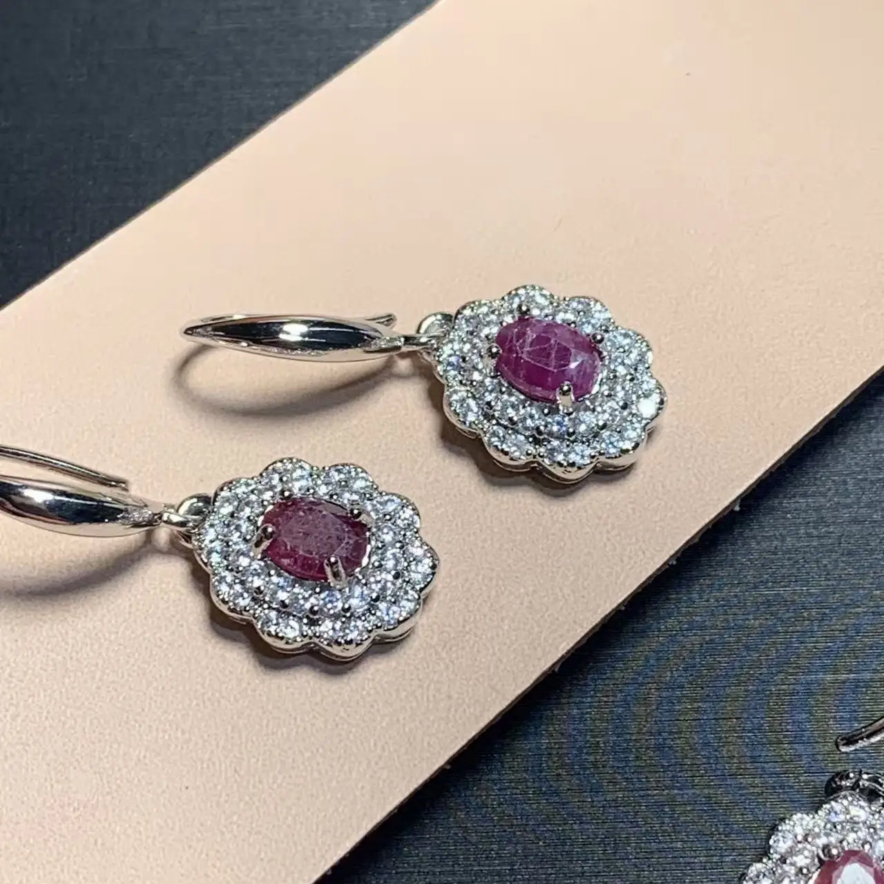 Natural Ruby Hoop Earrings For Women Stainless Steel Earrings Simple Fine Jewelry Stone Gemstone Classic Style Gift