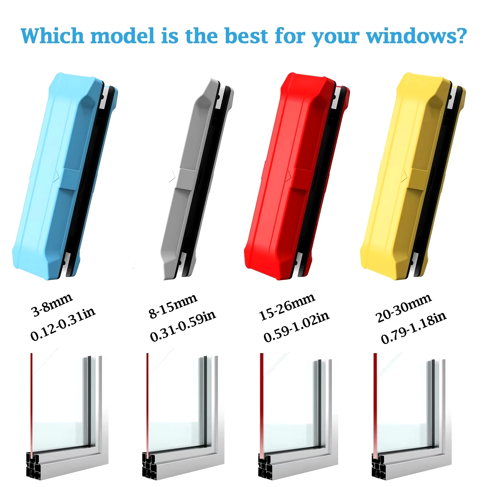 Upgraded Magnetic Window Cleaner Durable Plastic Construction Includes Replacement Pads and Accessories for Insulating Glass