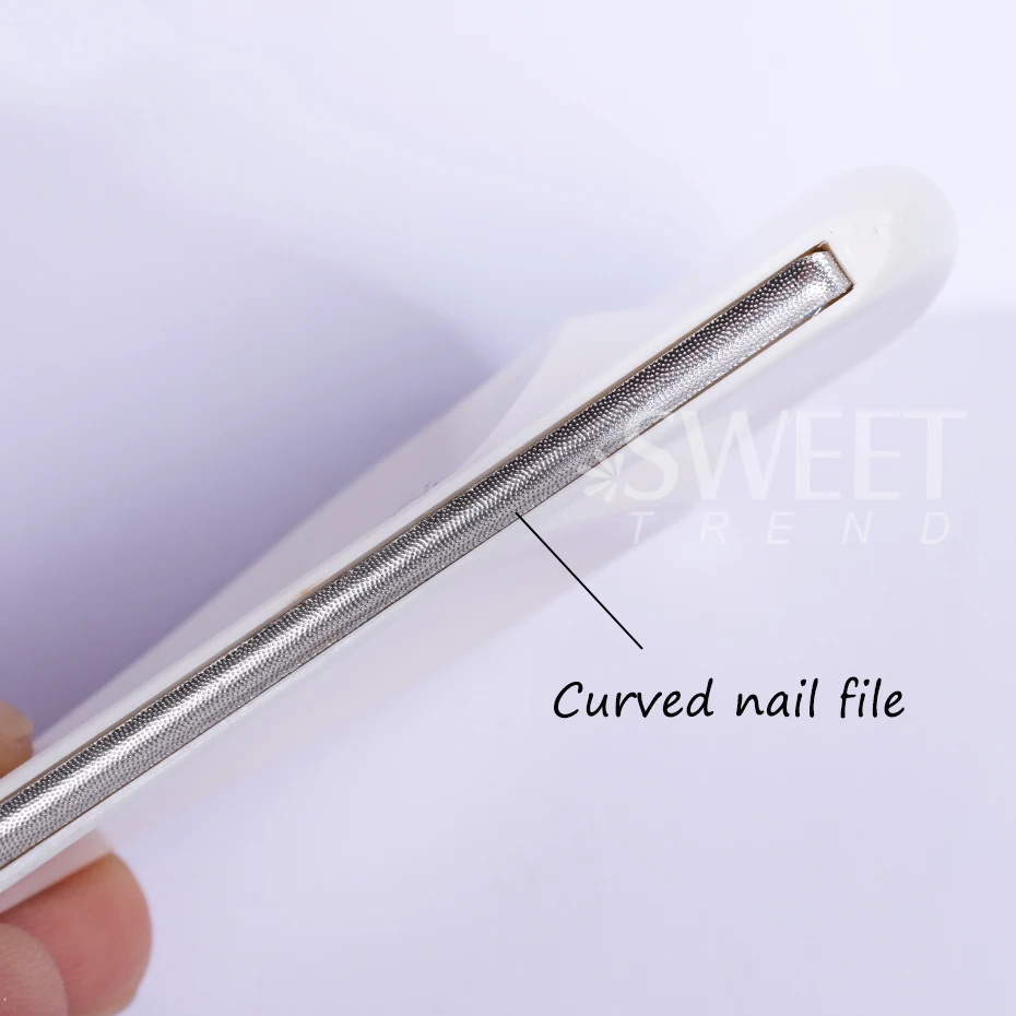 2pcs White Green Half Moon Curved Nail File Professional for Manicure and Pedicure Buffs and Smooths Manicure Supplies Tools