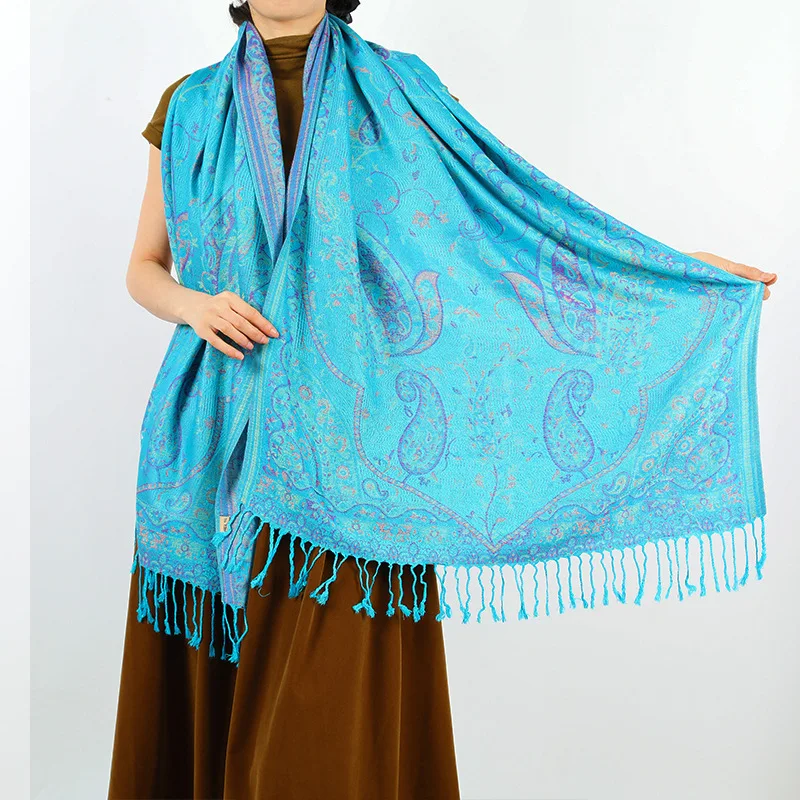 pashmina 5 点セット 2023 Gold Shiny Dot India Floral Tassel Viscose Shawl Scarf