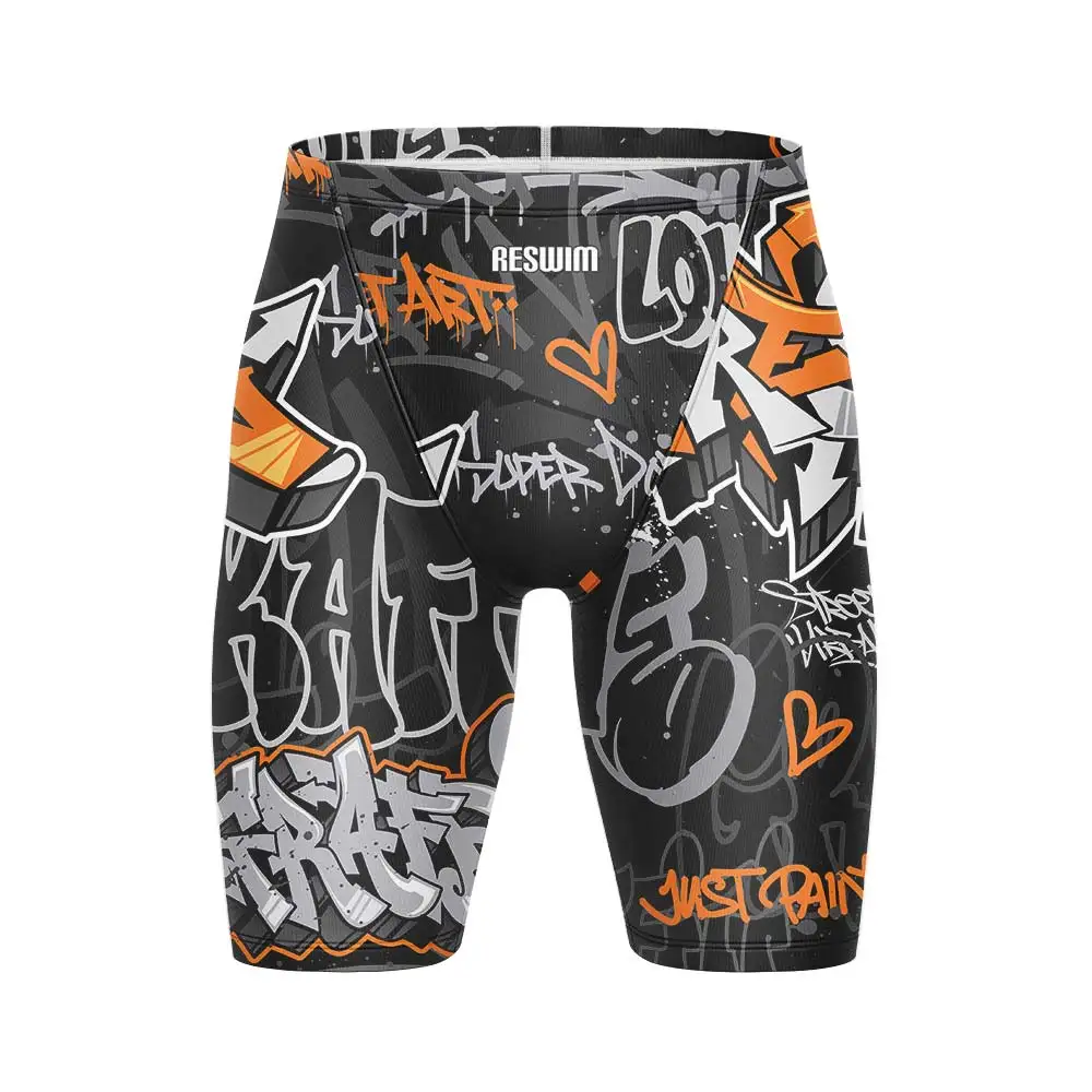 New Men's Jammer Athletic Training Swimsuit Short Swimming Trunks Bathing Suit Beach Tights Shorts Quick Dry Lycra Surfing Pants