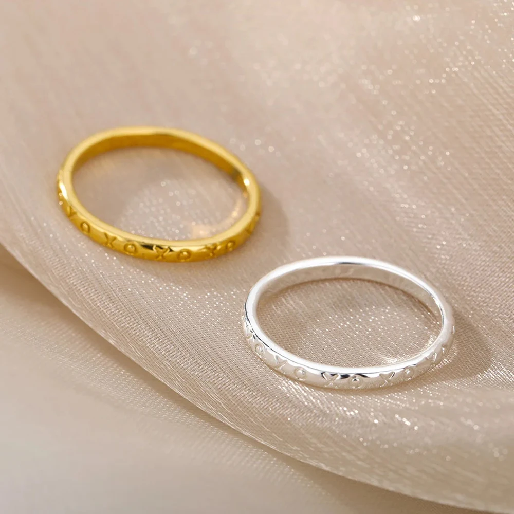 Simple Rings For Women Men Gold Color Stainless Steel Ring Male Female Fashion Engagement Wedding Party Finger jewelry rings wedding rings finger rings ring jewelry