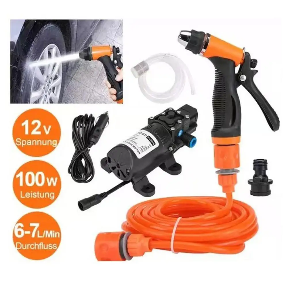 12v 휴대용 자동차 세탁기 100w 130psi 자동차 청소용 스프레이 건이 있는 고압 워터 펌프 자동차 디테일링 캠핑 Y9r0