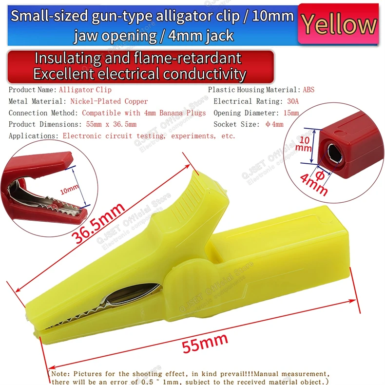 1 Stück/1 Set 32A 55mm Reinkupfer Vollständig Geschlossener Isolierter Krokodilklemmen-Anschluss 4mm Testclip Hochspannungs-Verbindungskabelklemme – Detail 6