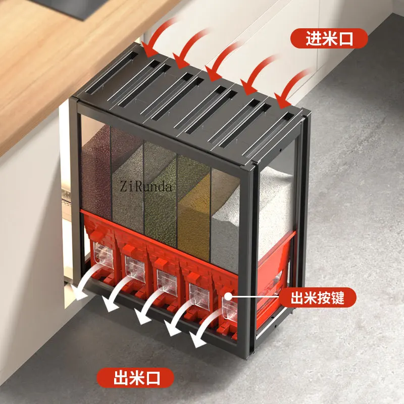 Kitchen cabinet basket drawer type embedded rice storage box rice cabinet