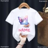 Watercolor Butterfly Number 1-9 Year Girl Tshirt Personalized Name For Children'S Birthday Party Costume Tshirt Cute Kids Tshirt 5