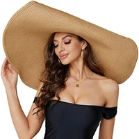 Oversized Beach Straw Hat for Women Fashion Large Wide Brim Visor Hats Handmade Roll Up Floppy Sun Hat for Summer Beach Cap 1