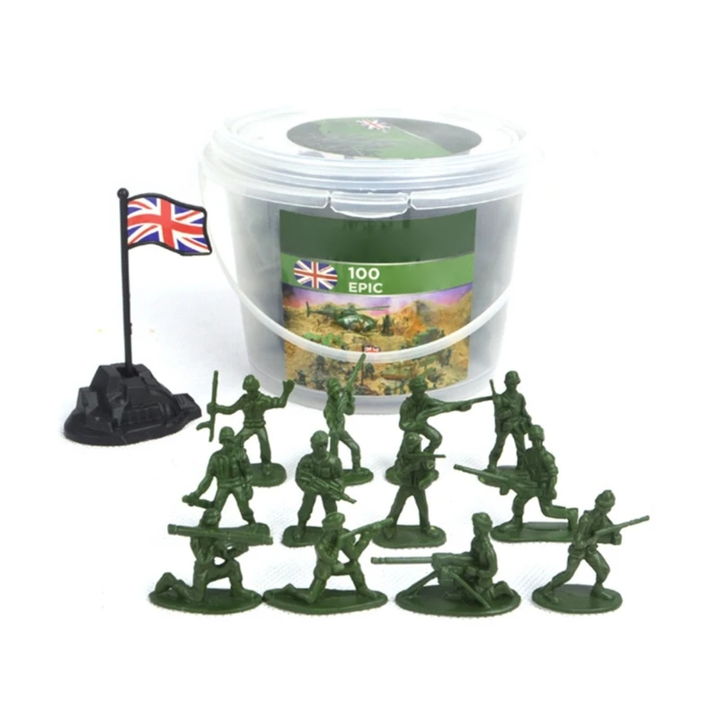 100PCS Children Toy Mini Military Soldiers Figures Models Playset Desk Decor Toddler Army Men Kids Toy Gift Accessories