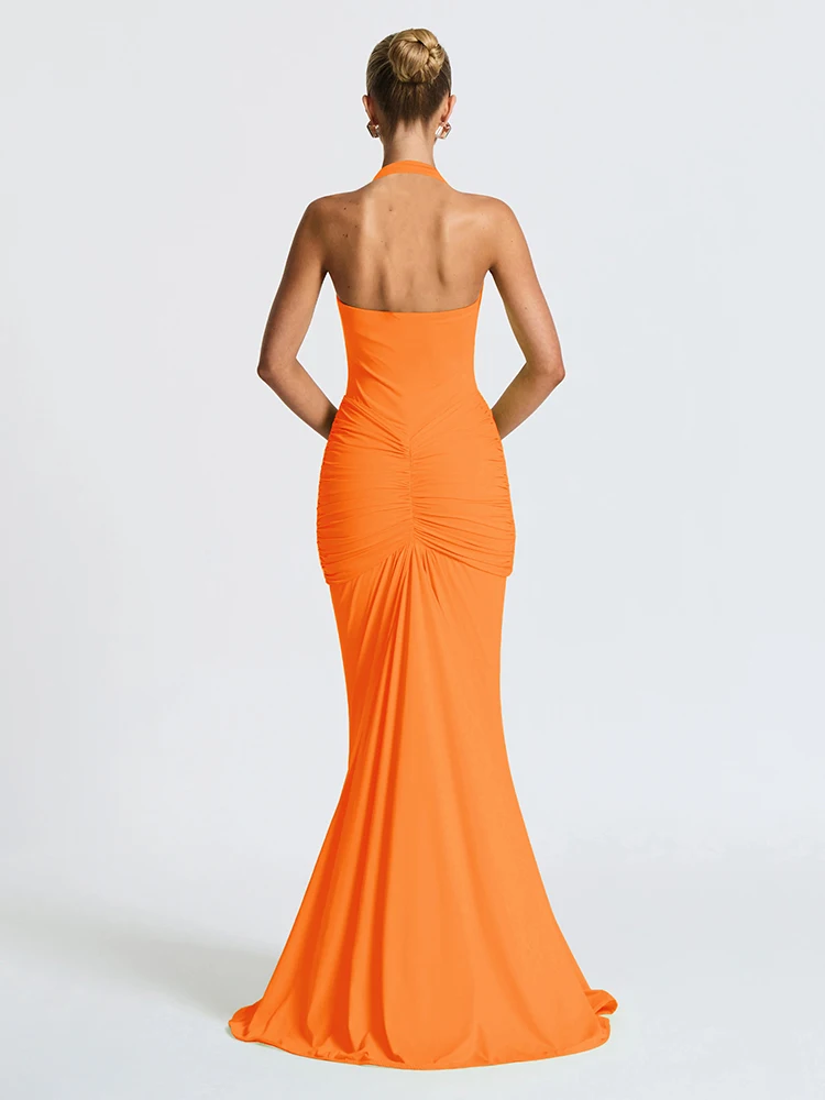 Weird Puss Backless Tassel Dress Women Peach Buttock Pleated Patchwork Solid Halter Sleeveless Midnight Clubwear Party Vestidos - Image 3