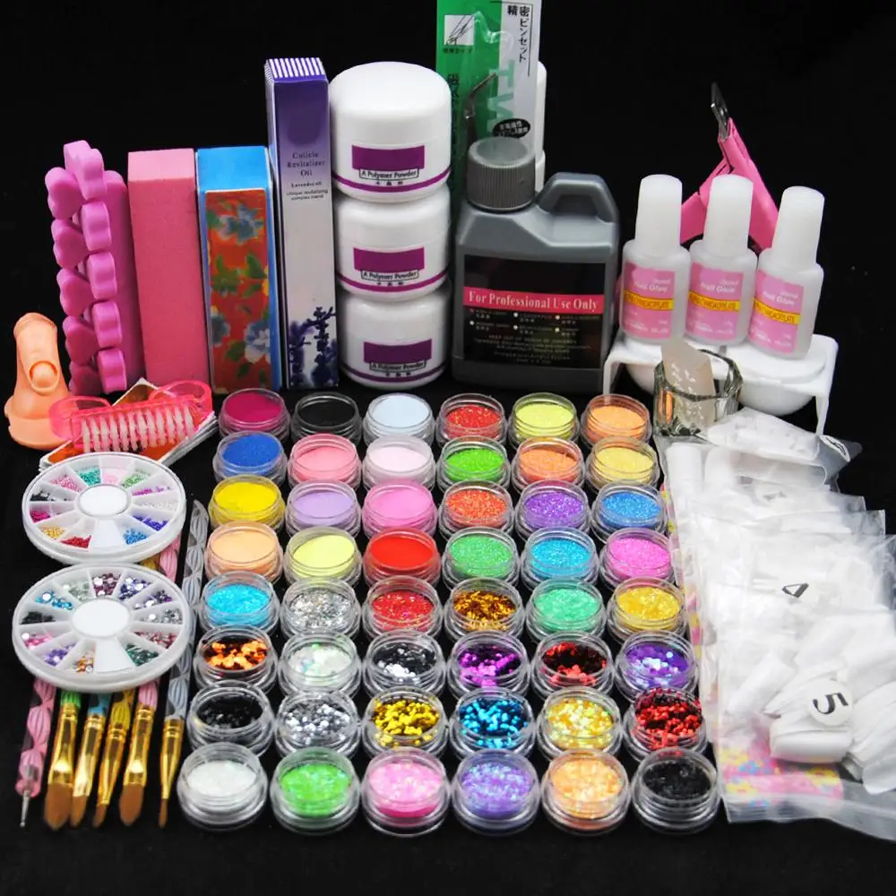 

COSCELIA Acrylic Nail Kit Professional Nail Supplies Set Crystal Powder Glitter Manicure Set Nail Art Acrylic Liquid Fake Nails