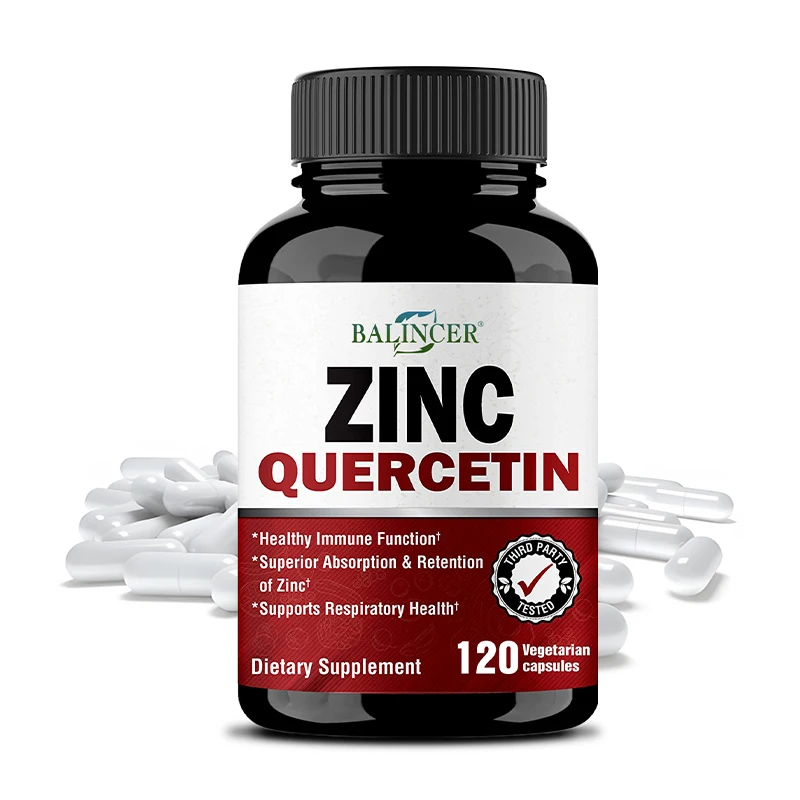 

Quercetin + Zinc Capsule Supplement - Cardiovascular and Immune Support, Increased Energy Levels, Antioxidants