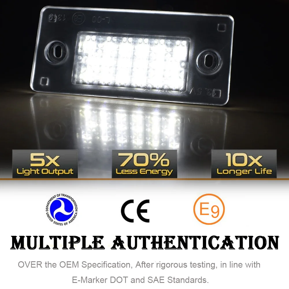 Kit 2 Feux De Plaque D'immatriculation LED Pour Audi A3 8L / A4 B5 / S4 / RS4 - Blanc 6500K, Sans Erreur CANBUS, étanches IP67