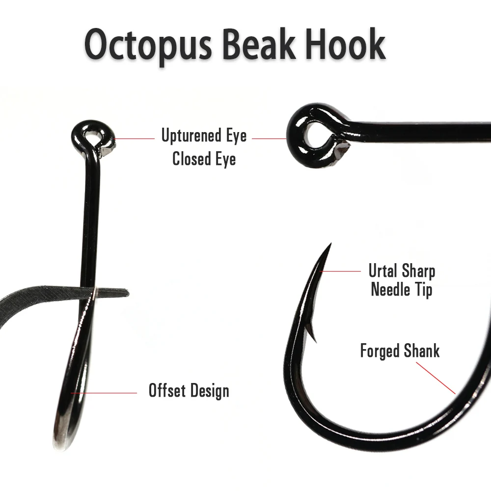 Mustad Beak/Octopus Bait Hook - 7/0 Size, 1X Strong, Forged, For Saltwater & Freshwater Fishing - View #3