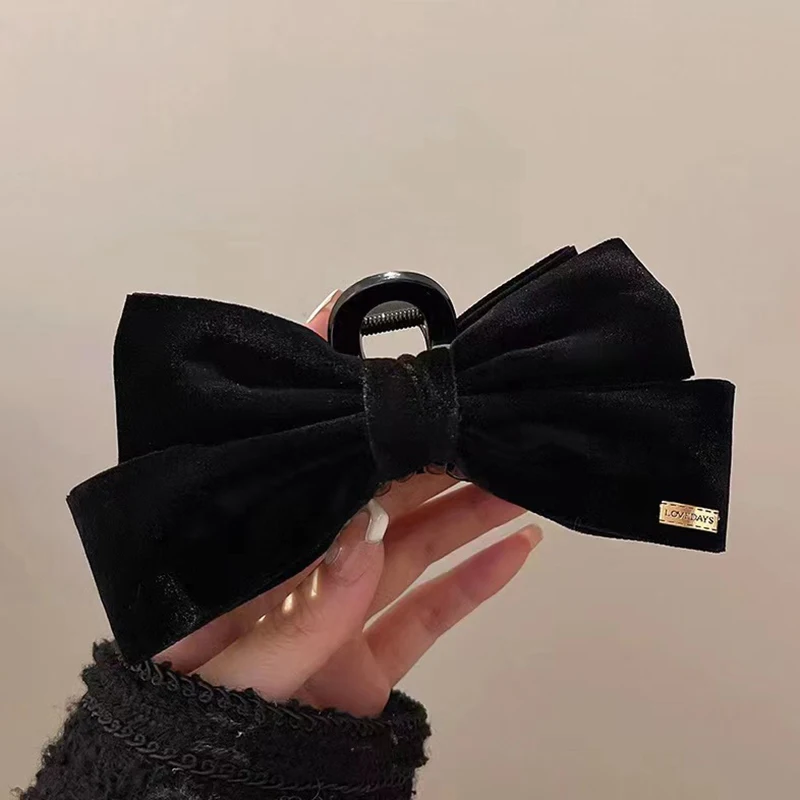 Girls Cross Bow Hair Claw Clips Elegant Oversized Double Sided Bow Hair