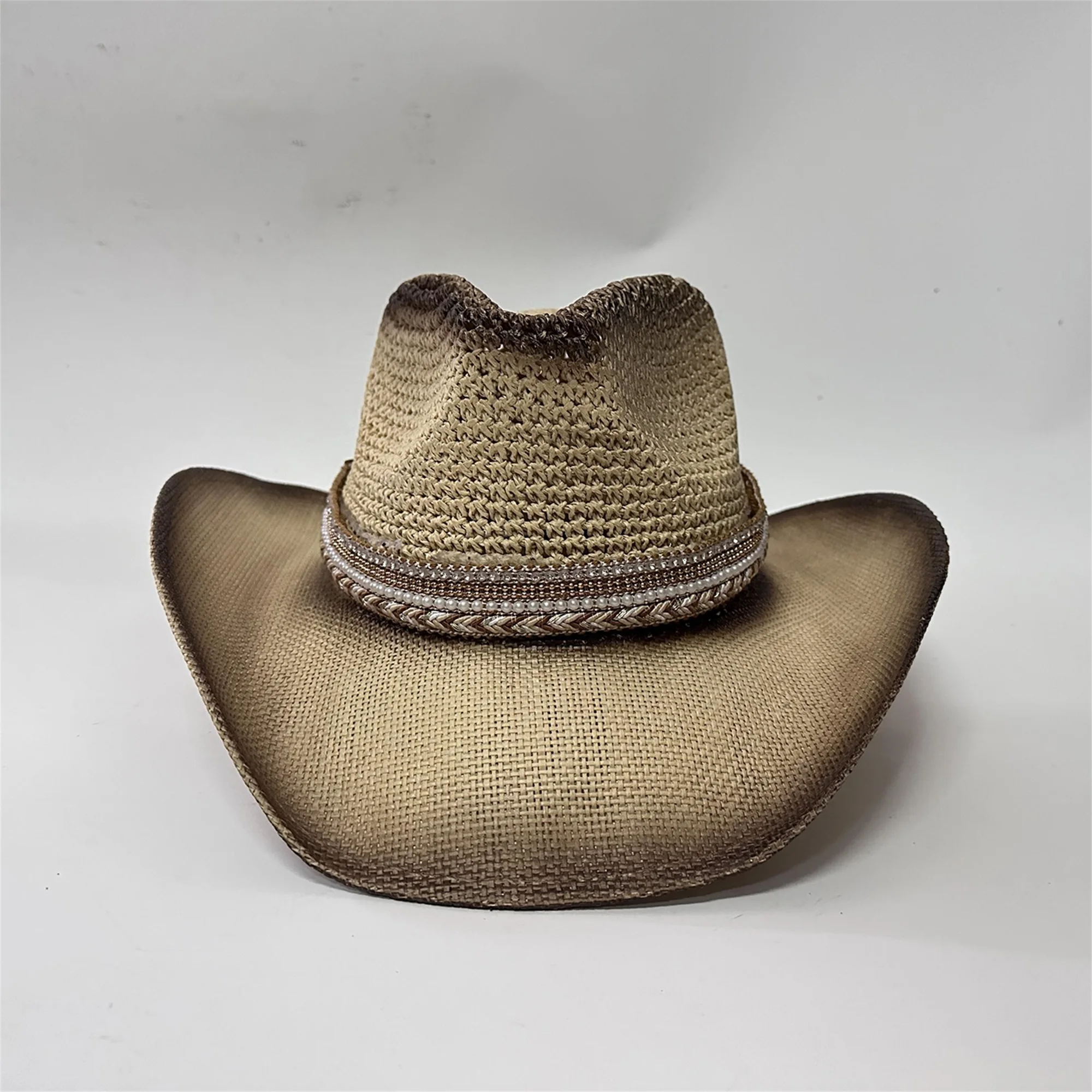 NONECN lightweight Western-style straw hat ready to wear