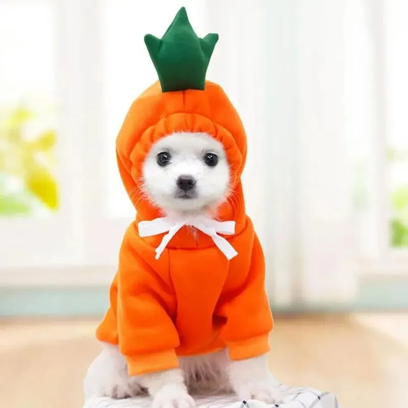 Dog Hoodie Carrot Shape Warm Fleece